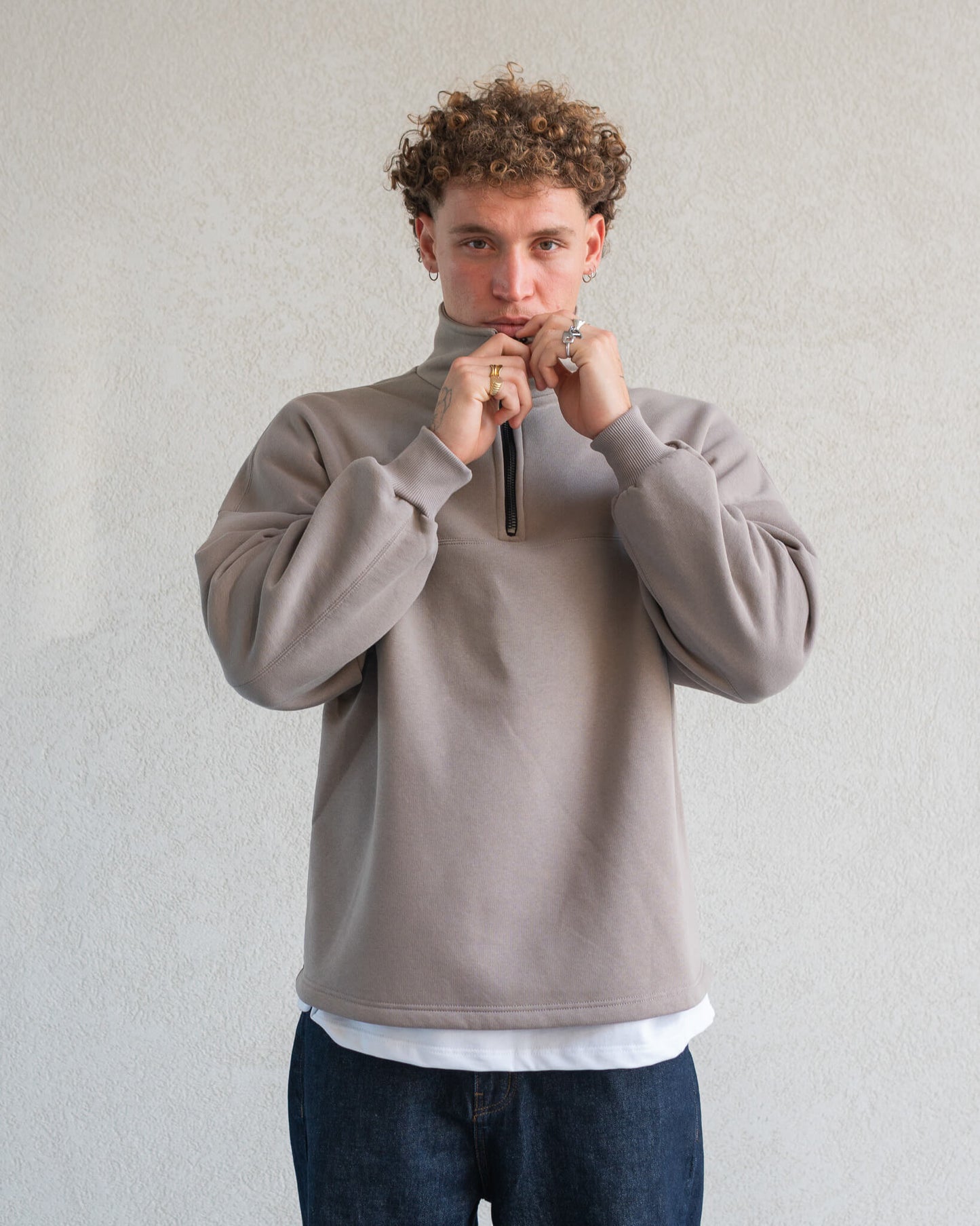 Classic Half-Zip Hoodie Grey Rock