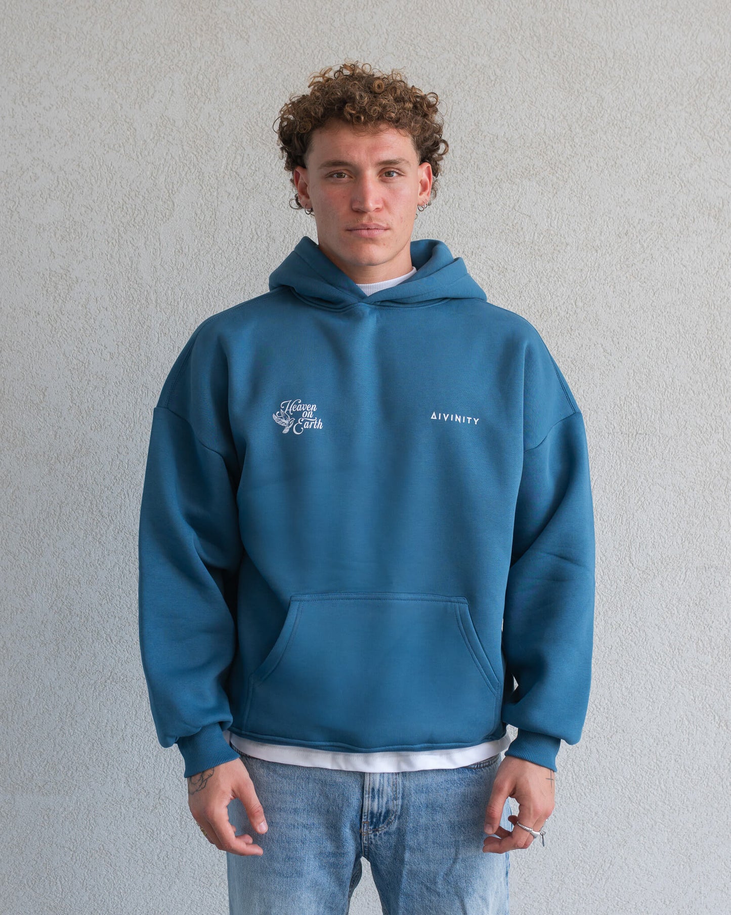 Heaven On Earth Hoodie Petrol Blue