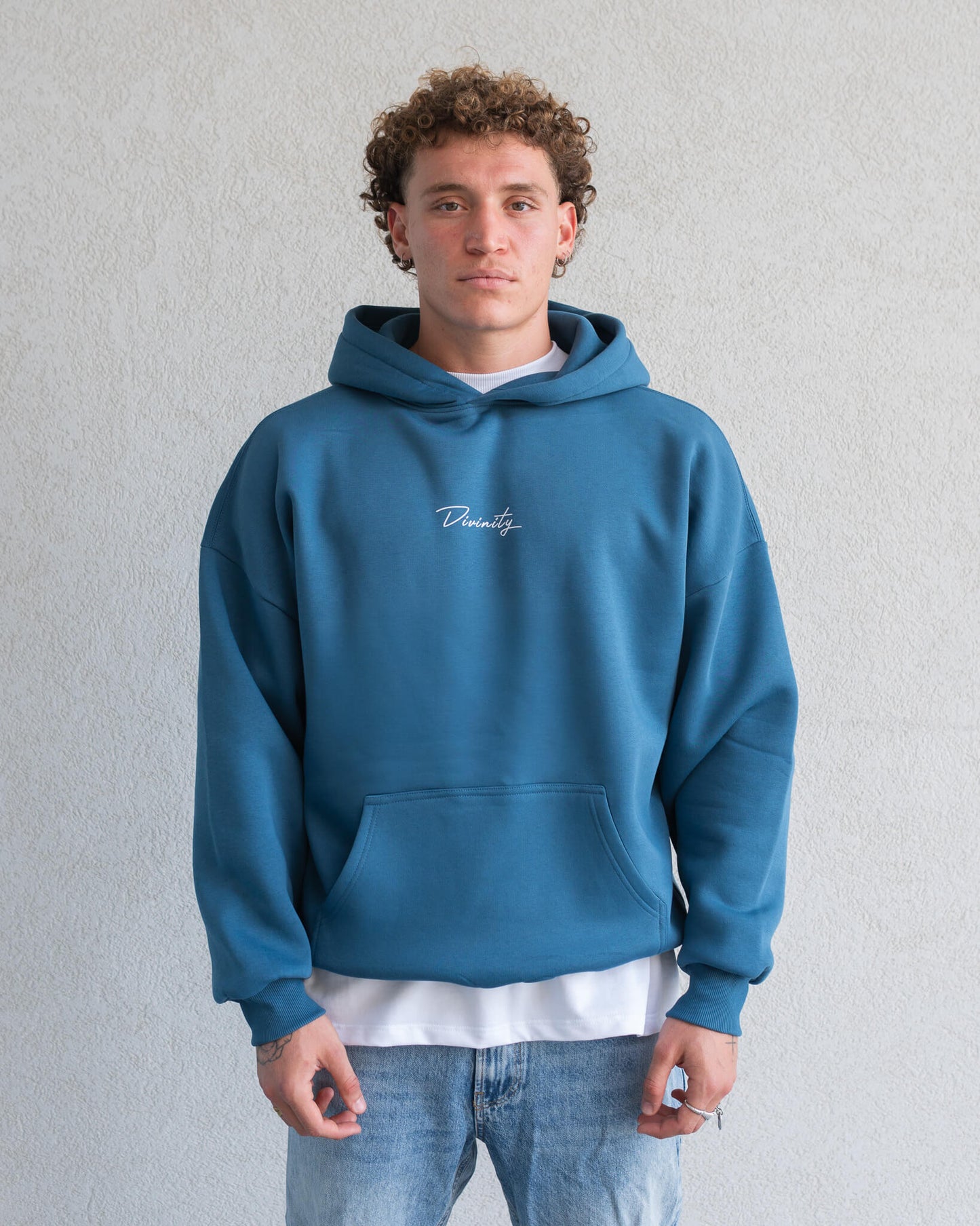 Midnight Thoughts Script Hoodie Petrol Blue
