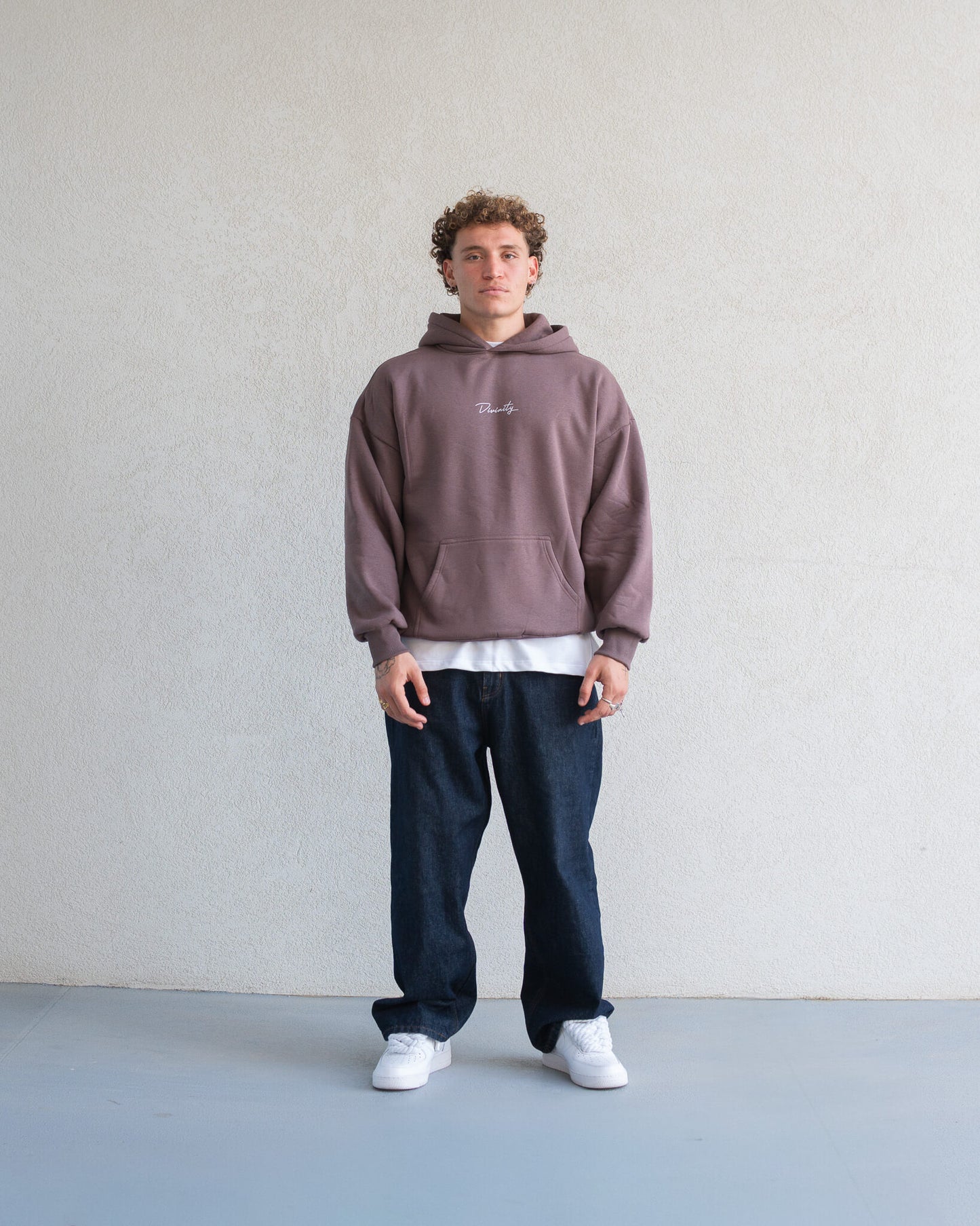 Midnight Thoughts Script Hoodie Brown