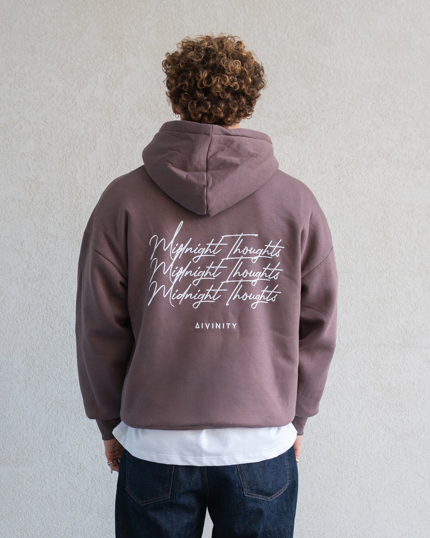 Midnight Thoughts Script Hoodie Brown