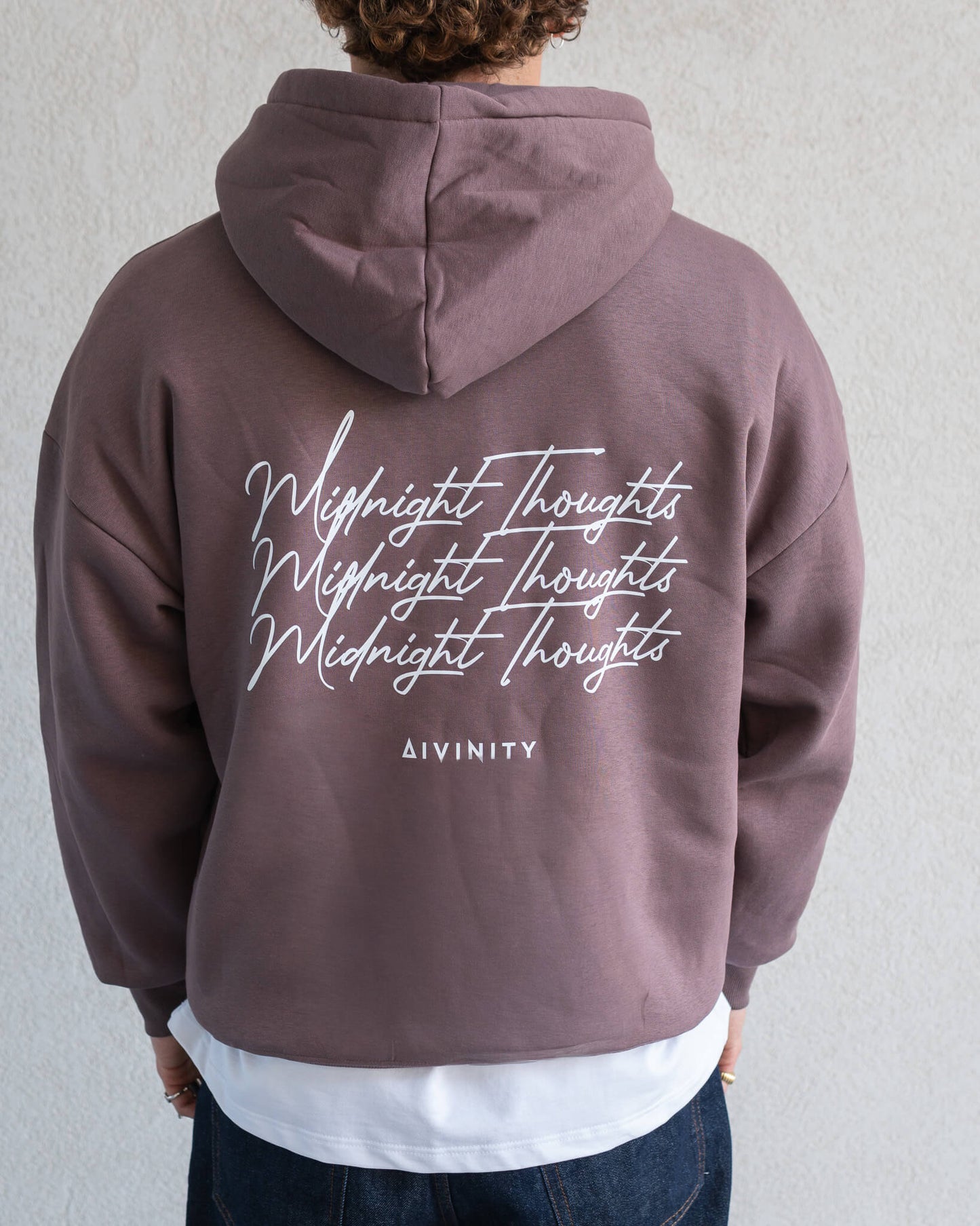 Midnight Thoughts Script Hoodie Brown