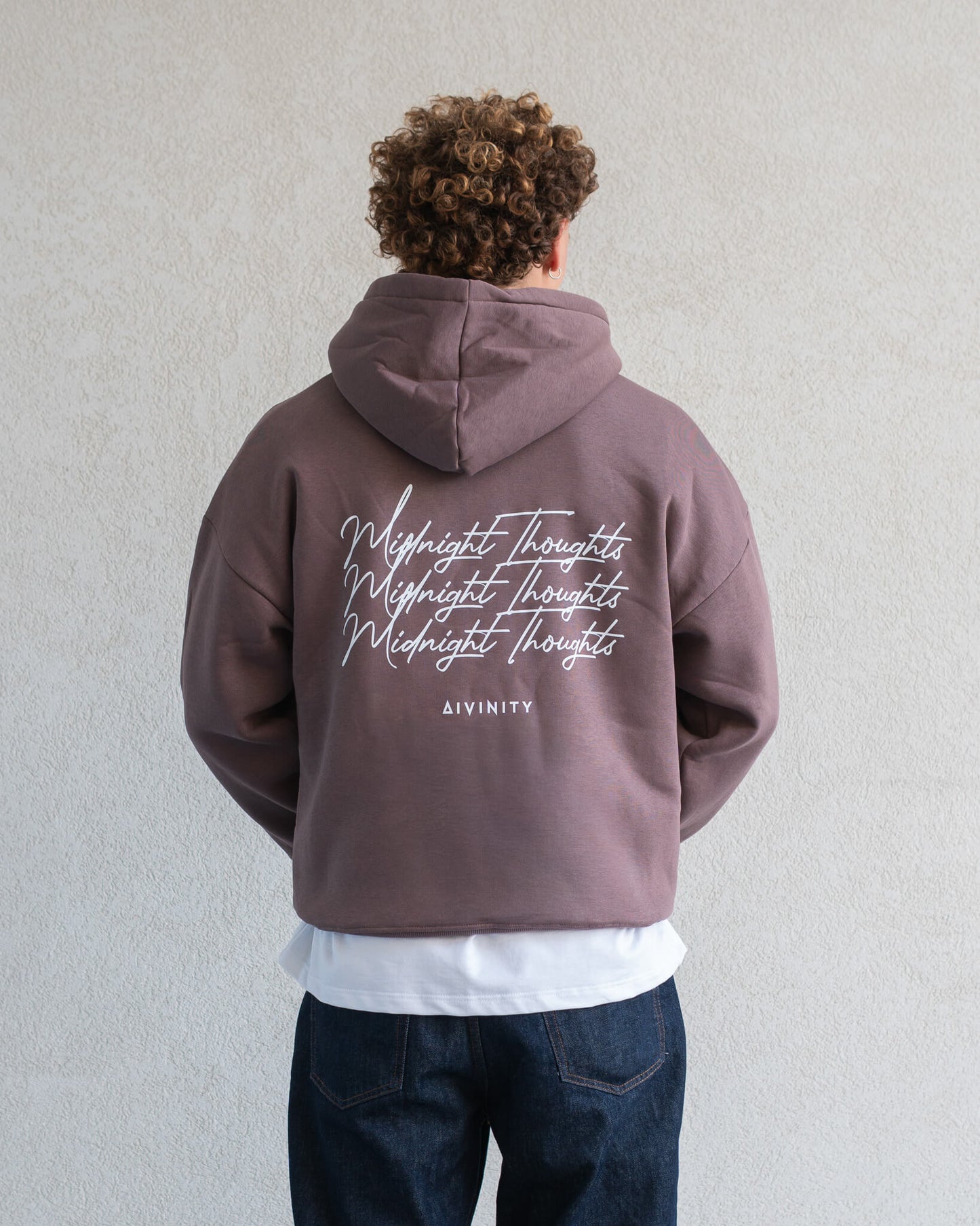 Midnight Thoughts Script Hoodie Brown