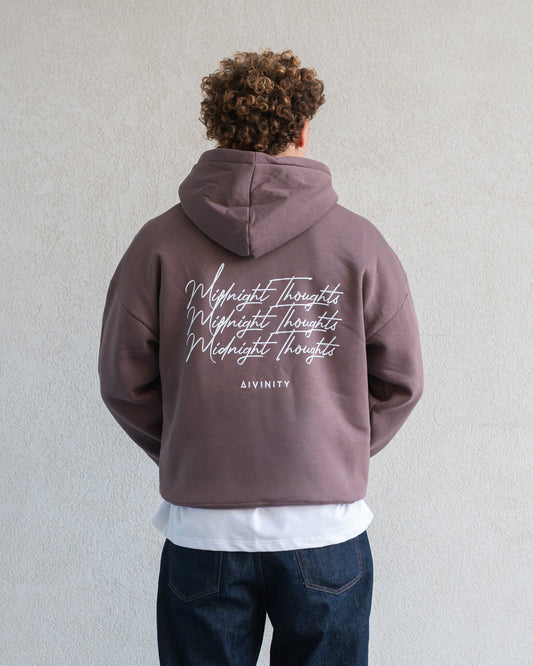 Midnight Thoughts Script Hoodie Brown