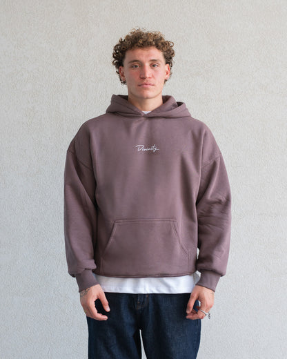 Midnight Thoughts Script Hoodie Brown